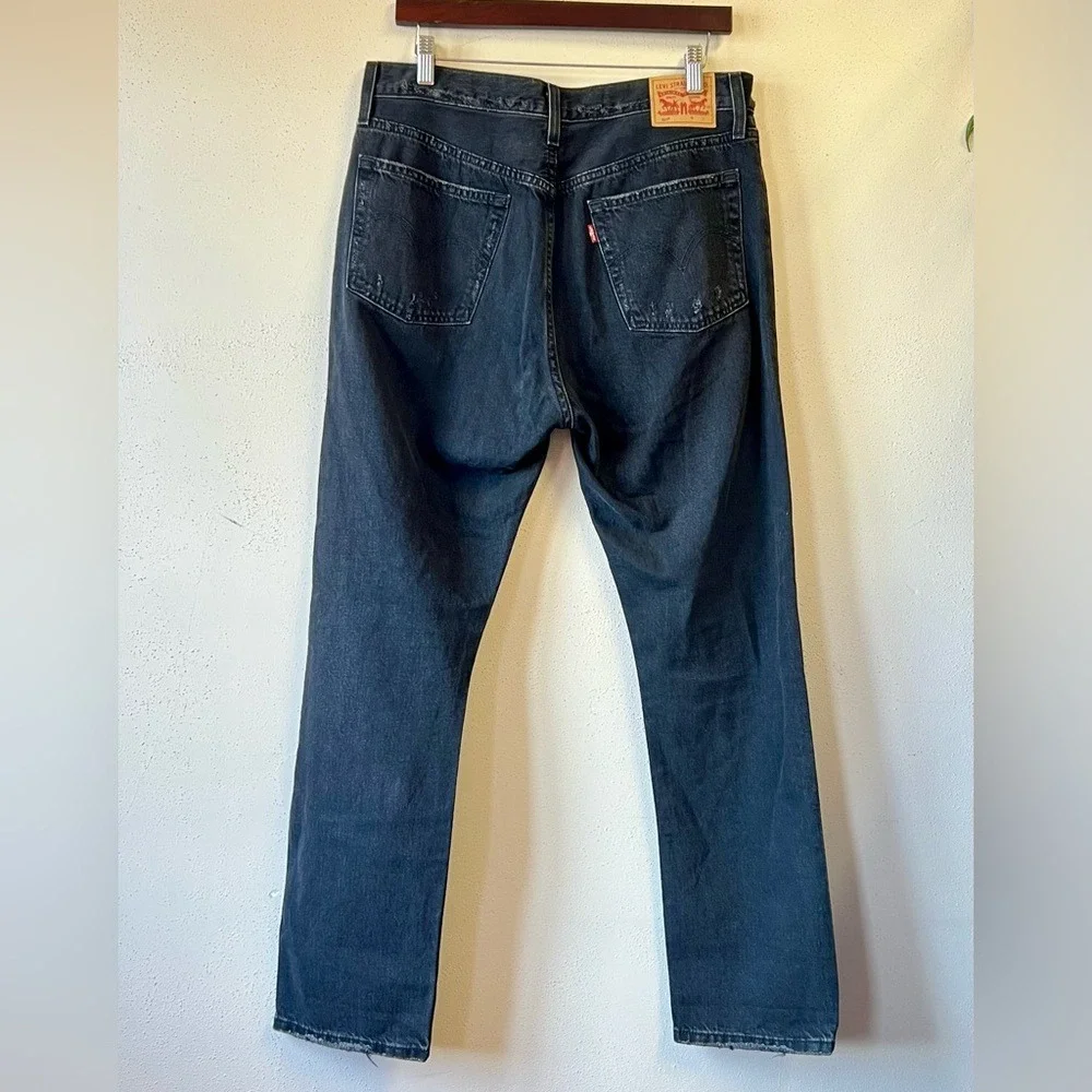 Levis 501 Original Fit Distressed‎ Faded Black Straight Leg Jeans Mens 31x30 EUC